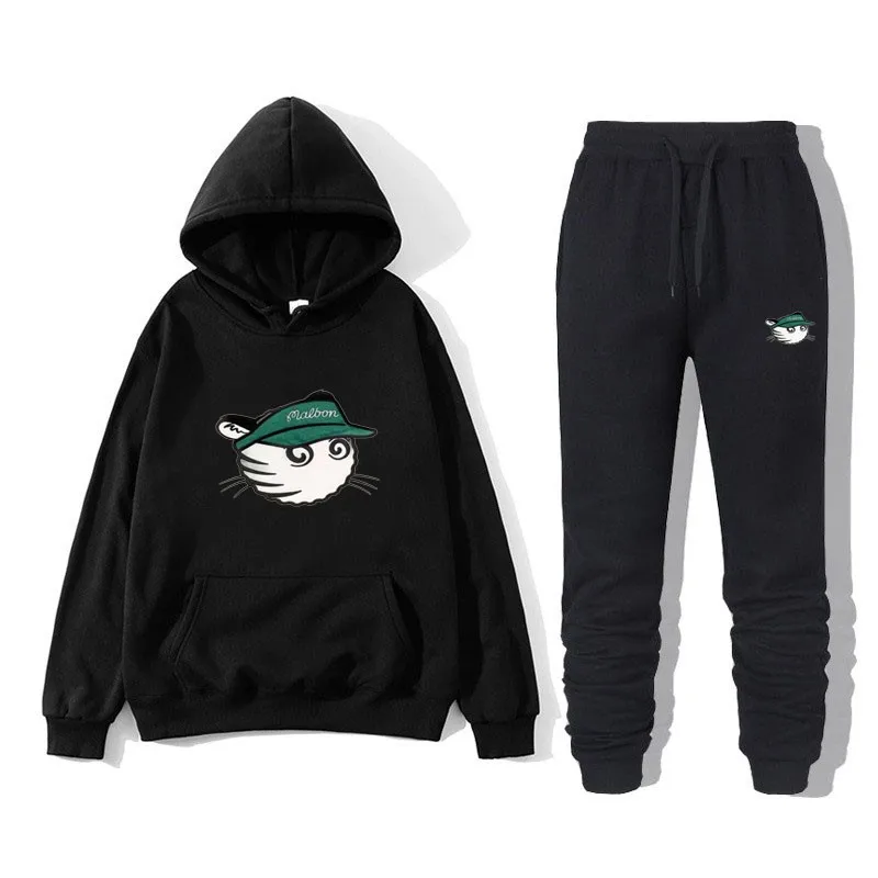 

New Marbon Golf Jersey Men's and Women's Two-piece Loose Hooded Sweater+trousers Set Jogging Sportswear Men's Golf Apparel