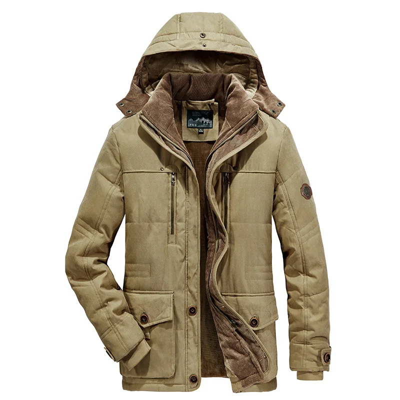 Men Warm Winter New Windproof Hooded Thick Fleece Warm Parka Men Fashion Brand Coat Men Classic Casual Parka Jacket Men Size