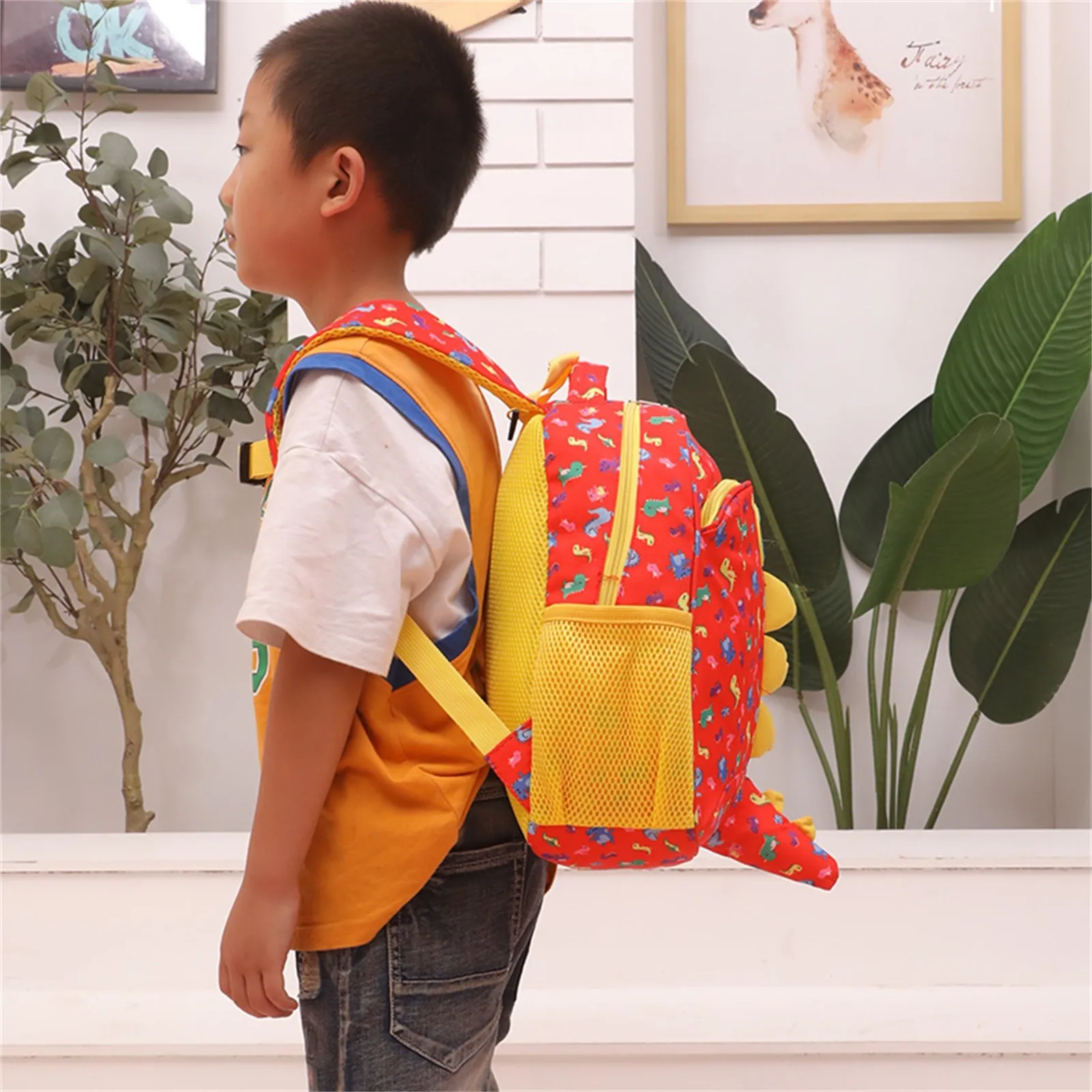 

School Season StudentBackpack Fun And Cute Dinosaur Pattern Tail Small Canvas Backpack Work Backpack for Men Wheeled Backpack