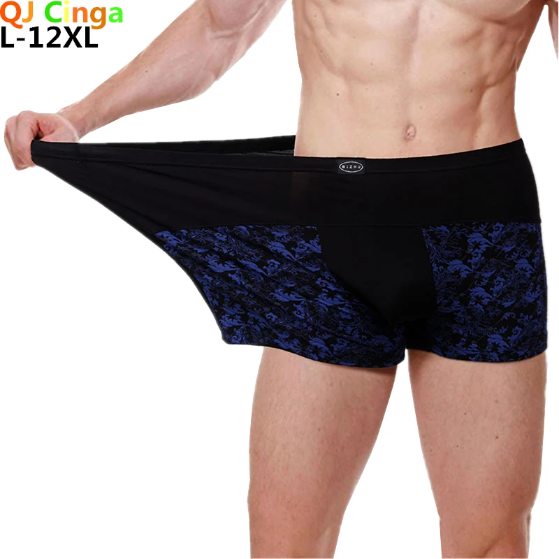 L-12XL Plus Size Men's Underwear Boxer Shorts Blue Black Gray Underpants Man