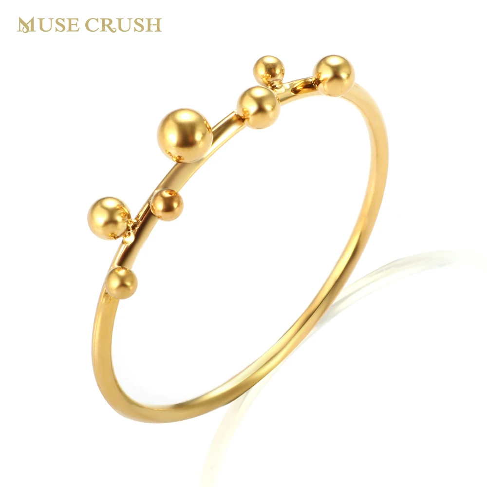 

Muse Crush Ins New Stainless Steel Beaded Ring for Women Simple Unusual Finger Rings Ladies Girls Fashion Jewelry Gift Wholesale