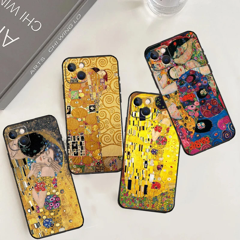 Фото Чехол с рисунком The Kiss Gustav Klimt для Samsung Galaxy S25 Ultra S21 S22 S20 S23 S24 Ultra S9 S10 Plus S25 FE Cover Funda