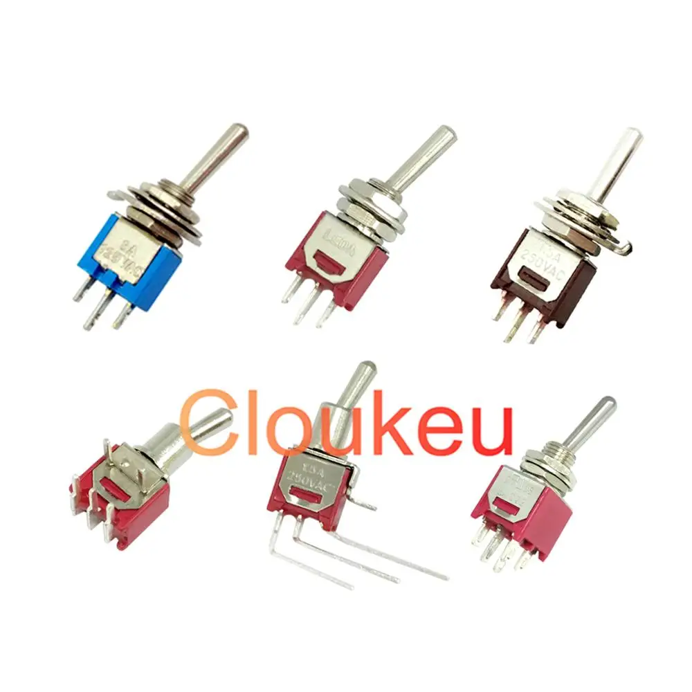 

5mm Rocker toggle switch SMTS-102 103 202 102C3 102C4 ON-OFF-ON 3pin 6pin