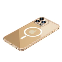 aluminum alloy metal frame case for iphone 12 13 pro max with magnetic ring wireless charging support iphone 13 pro max cover
