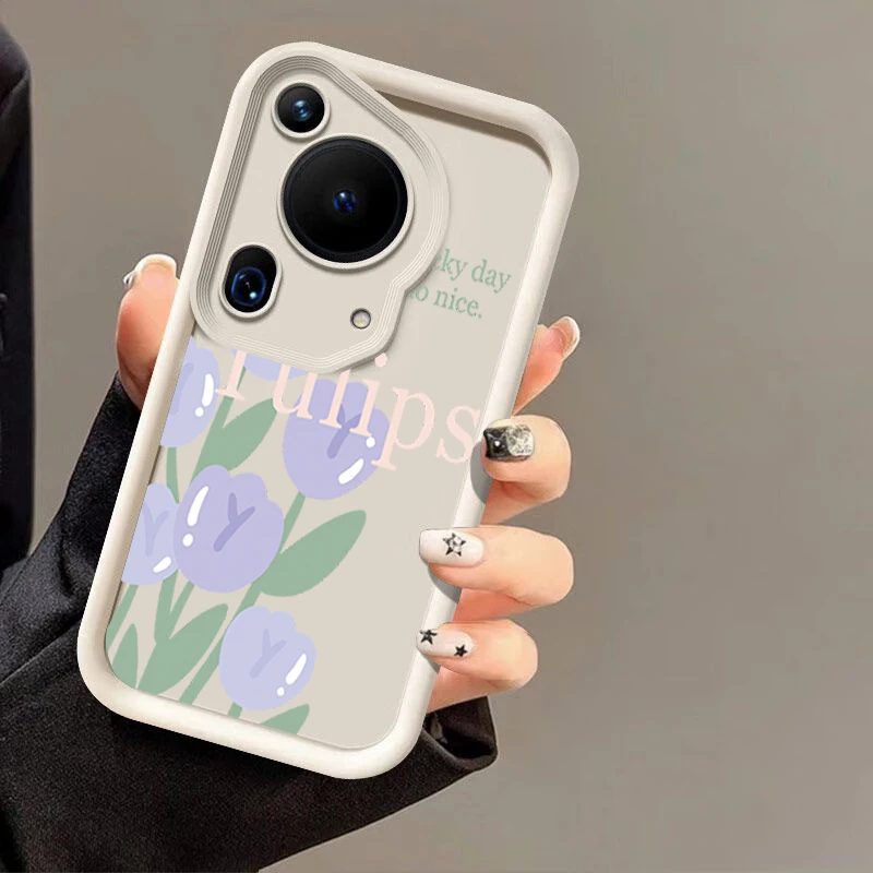 Мягкий силиконовый чехол с цветочным принтом тюльпана для Huawei Pura 50 70 Pro nova Y90 9 10 SE 11