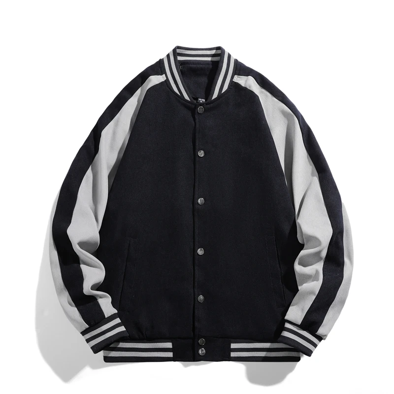 

Новая Осенняя мужская бейсбольная куртка, модная Лоскутная мужская куртка-бомбер с круглым вырезом, однобортное повседневное Пальто Harajuku, ...
