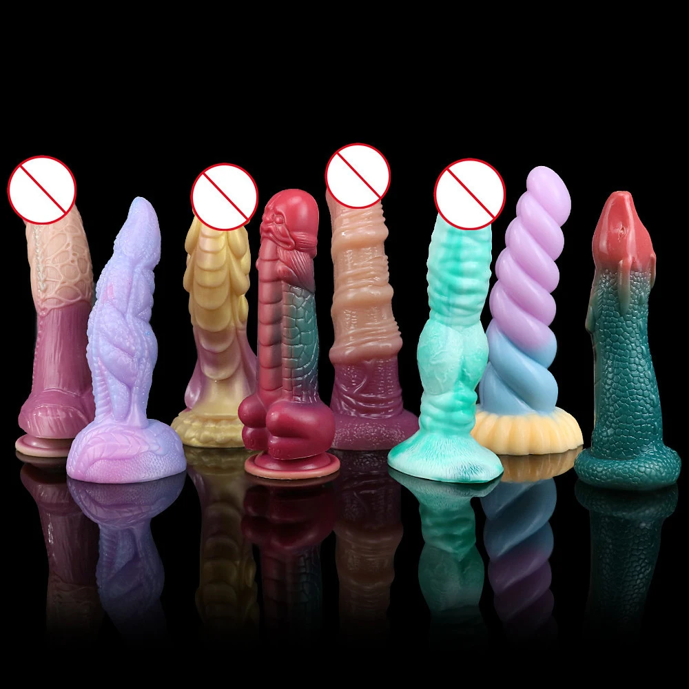 Мягкий силиконовый разноцветный фаллоимитатор-монстр с присоской толстый