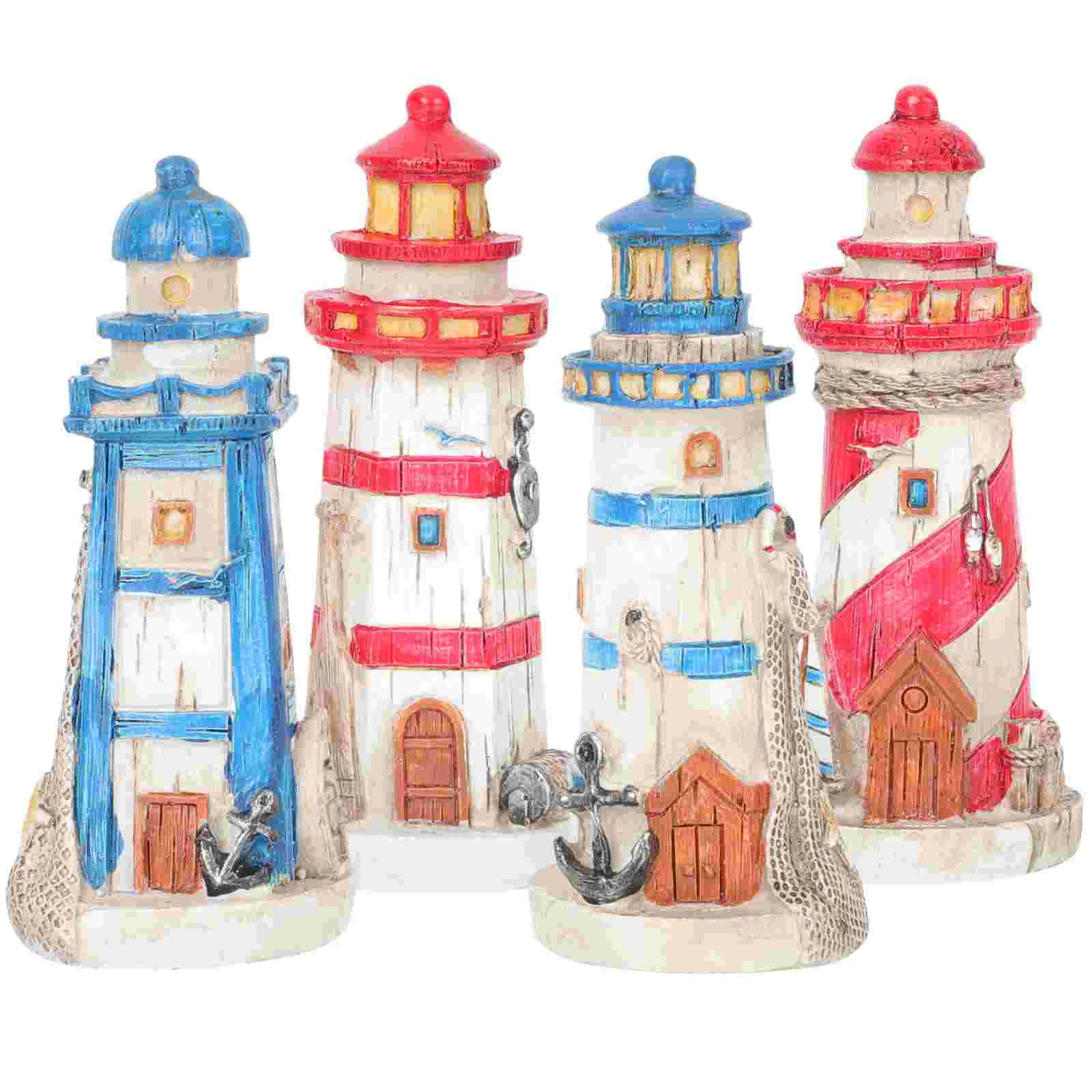 

4 Pcs Ocean Themed Decor Resin Lighthouse House Decorations Home Lighthouse Statue Mini Lighthouse Decor Home Decor