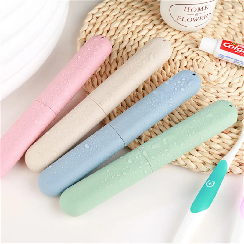 

1pcs Portable Tooth Brushes Case Wheat Straw Portable Travel Toothbrush Chopsticks Pencil Box Tooth dust-proof Brushes Protector