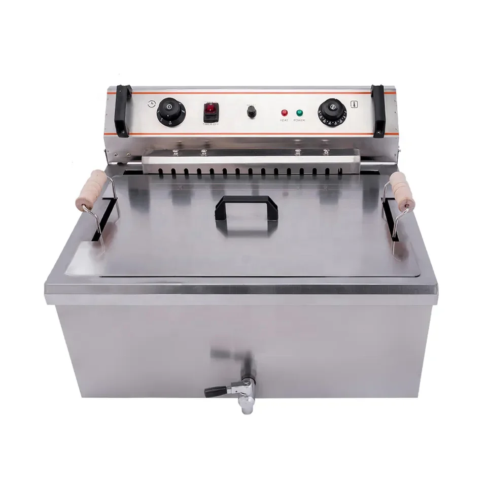 

Commercial 20L 30L electric fryer fritters pan large capacity single cylinder electric fryer for French fries