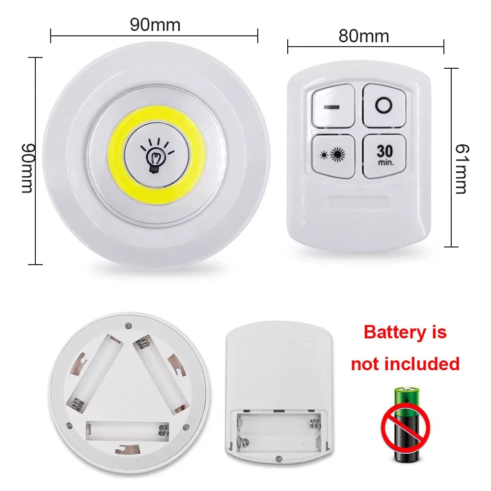 

LED COB 3W 3PCS Adjustable Remote Control Touch Tone Wall Lamp Cabinet Kitchen Light Stairs Corridor Emergency Light