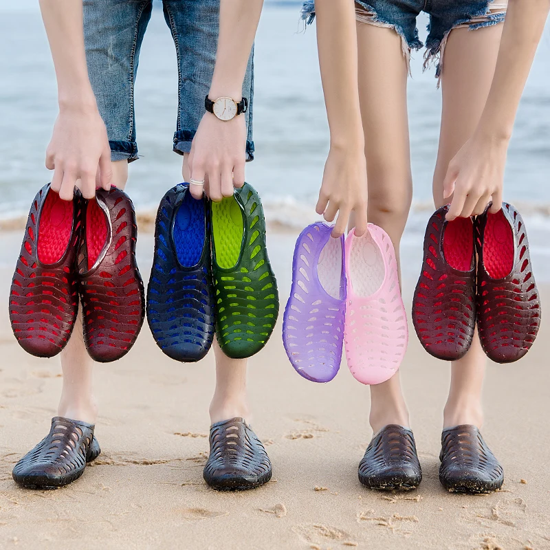 Summer Men Brach Sandals Rubber Comfortable Hole Couple Shoes Women Flat Light Outdoor Garden Shoes Large Size Zandalias Hombre