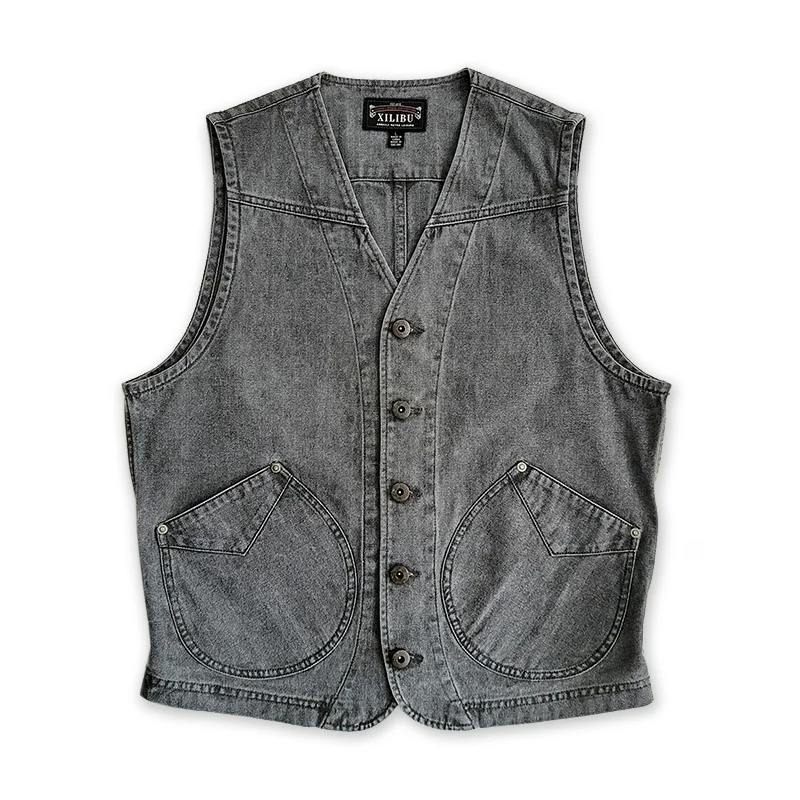 

Men's Vest Cotton Pockets Elegant Casual Safari Cowboy Western Style Sleeveless Jacket Spring Autumn Vintage Waistcoat