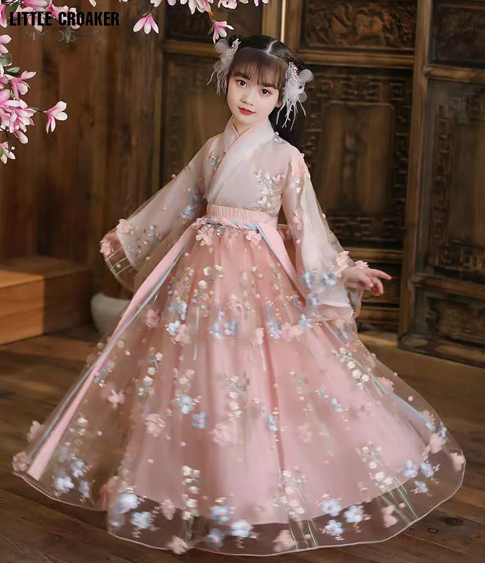 Disfraz de Hanfu para niños, ropa de hada antigua China, vestido de Año Nuevo de estilo tradicional chino, vestidos cómodos de moda para niñas