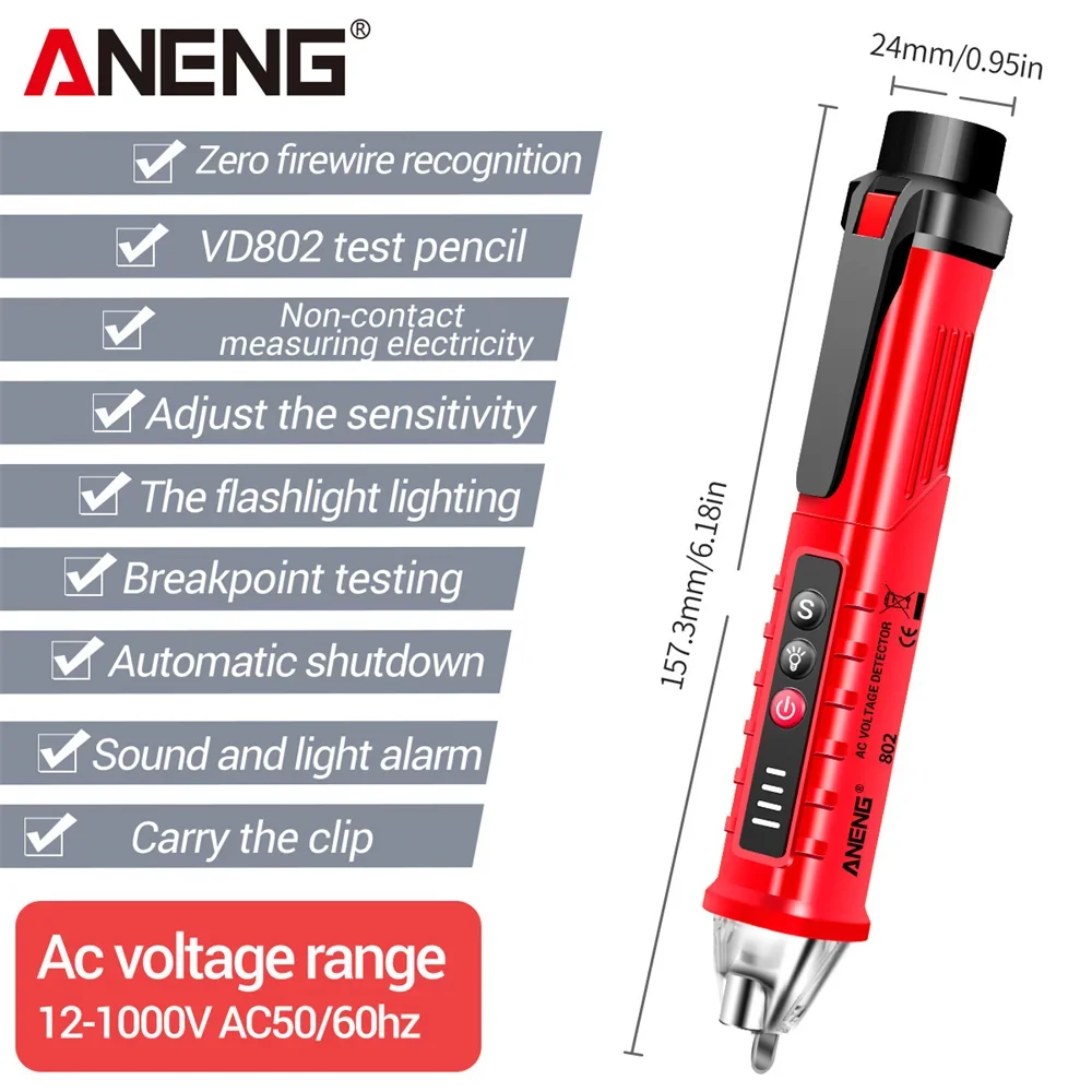 Фото Мультиметр ANENG DM850 + тестер напряжения VD802 NCV, набор инструментов для электрика, измеритель переменного/постоянного тока, сопротивления, диодов и обрыва цепи. №2