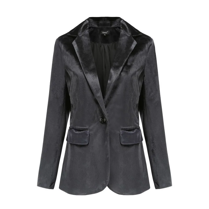 2023 Women Velvet Blazer Jacket One Button Female Performence Top Elegant Sexy Slim Fit Casual Lapel Work Office Jacket Clothing