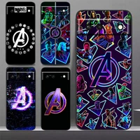 marvel avengers a logo phone case for google pixel 7 6 pro 6a 5a 5 4 4a xl 5g black shockproof silicone tpu cover