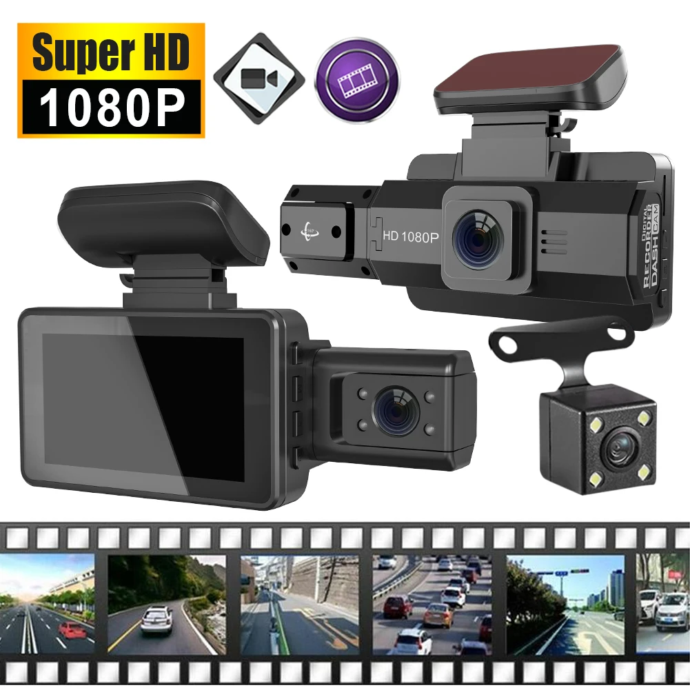 

3 Inch Double Recording Dash Cam Car DVR HD 1080P Dash Camera Night Vision Sensor Video Recorder Dashcam Mirror Driving Recorder