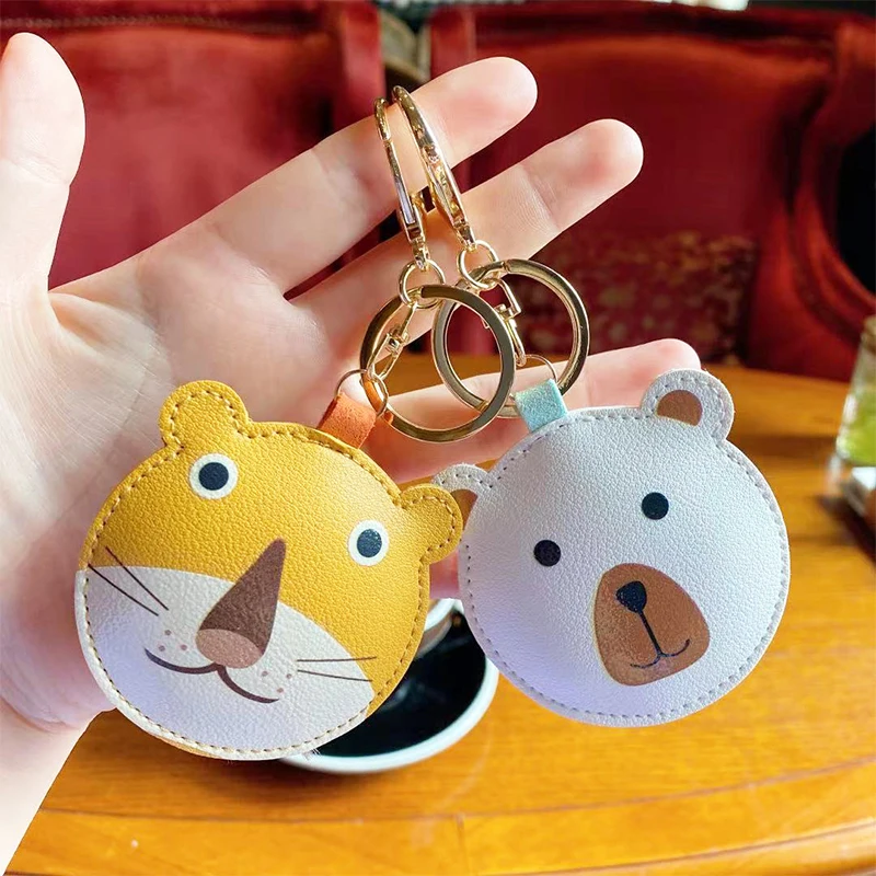

Cartoon Leather Animal Keychain Pendant Cute Lion Cat Bear Doll Car Keyring Bag Ornaments Small Gift Jewelry Accessories