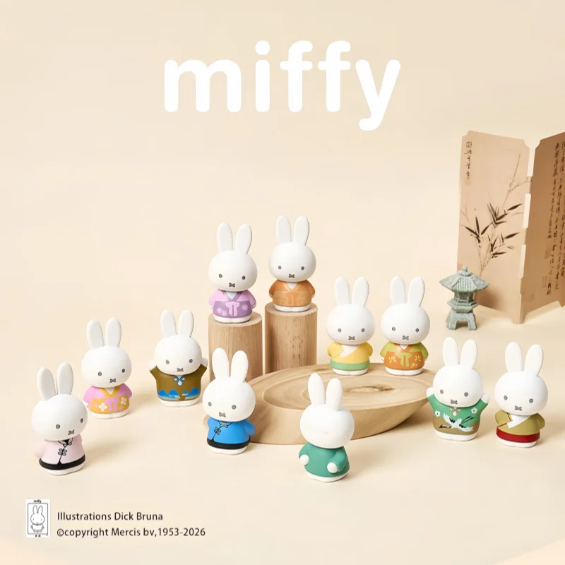 Фото Коллекционная игрушка-сюрприз Kawaii Miffy в старинном стиле, мультяшная аниме-кукла из ПВХ, модный подарок ручной работы №2