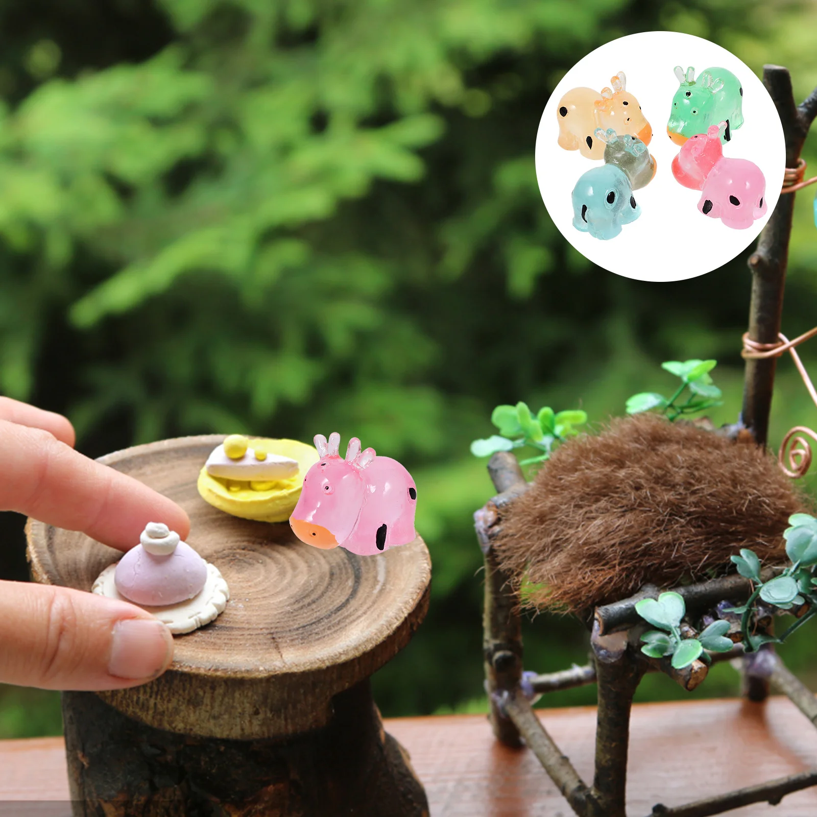 

8 Pcs Desktop Accessories Small Animal Figurine Micro Landscape Decoration Statue Mini Cow Ornaments Decors Tabletop