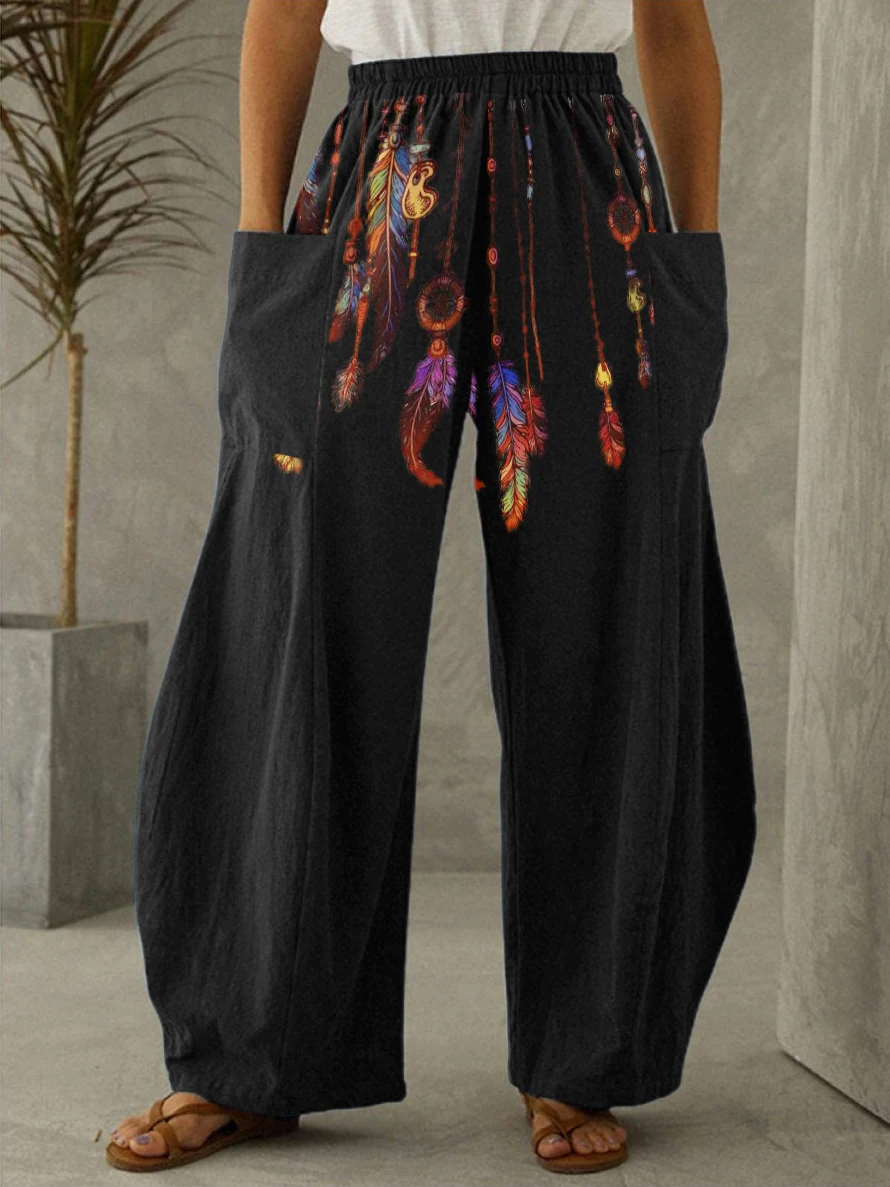 

women's summer soft high waist printed casual pants