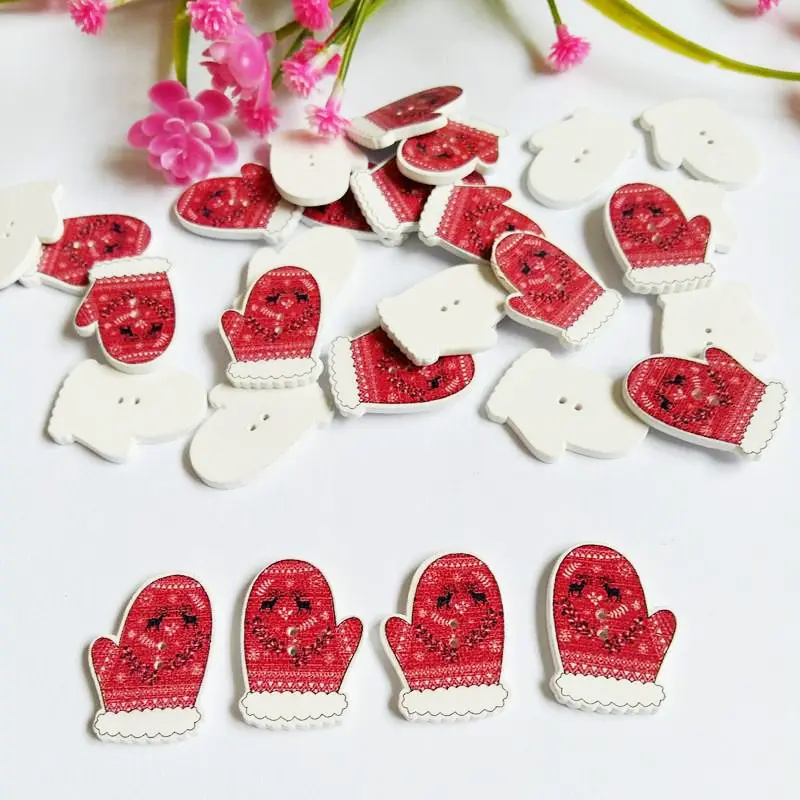 

50 шт., красные рождественские перчатки