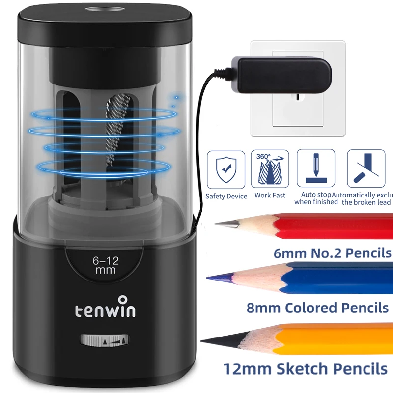 

For Office Mechanical Ho Usb Sharpener 6-12mm Automatic Tool With Pencil Kid School Bulk Supplies Electric Spiral Stendent