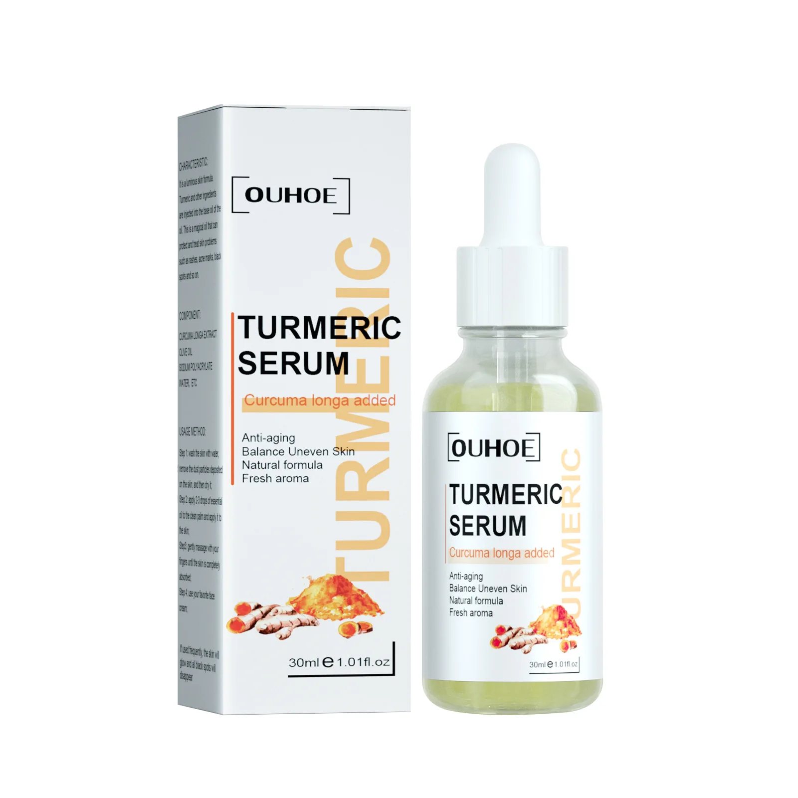 

Turmeric Facial Serum Freckle Whitening Moisturizing Brighten Fade Dark Spot Removal Pigment Melanin Anti-Wrinkle Repair Serum