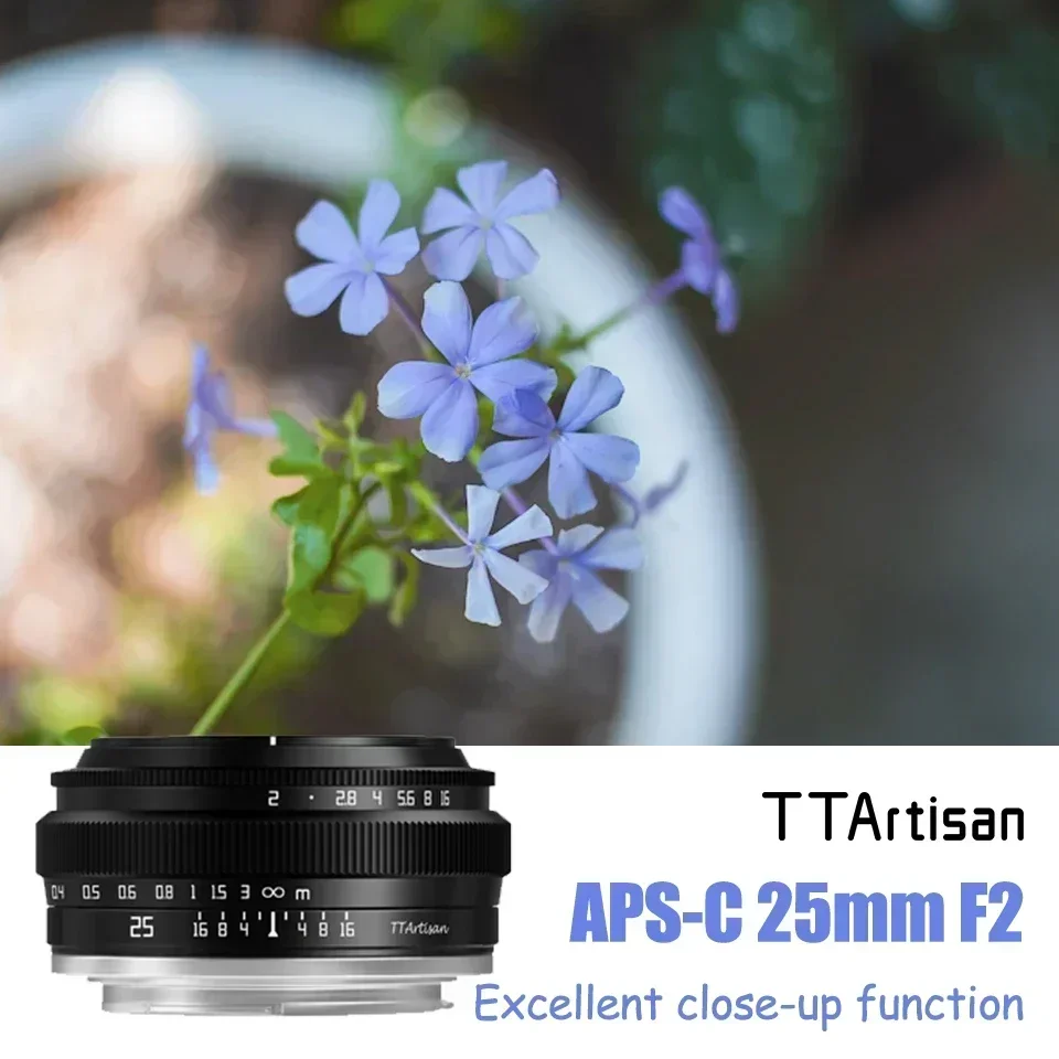 Объектив для портретной фотокамеры TTArtisan 25 мм F2 APS-C MF Sony A6000 A7RIII A7S Fuji XT30 XT-100 Nikon ZFC Z5