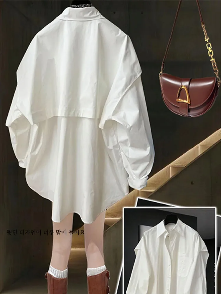 Shirts 2024 New Women's Overalls Royal Sister Business Wear White Sun Protection Top French sle Beautiful Cold Sle High-E...