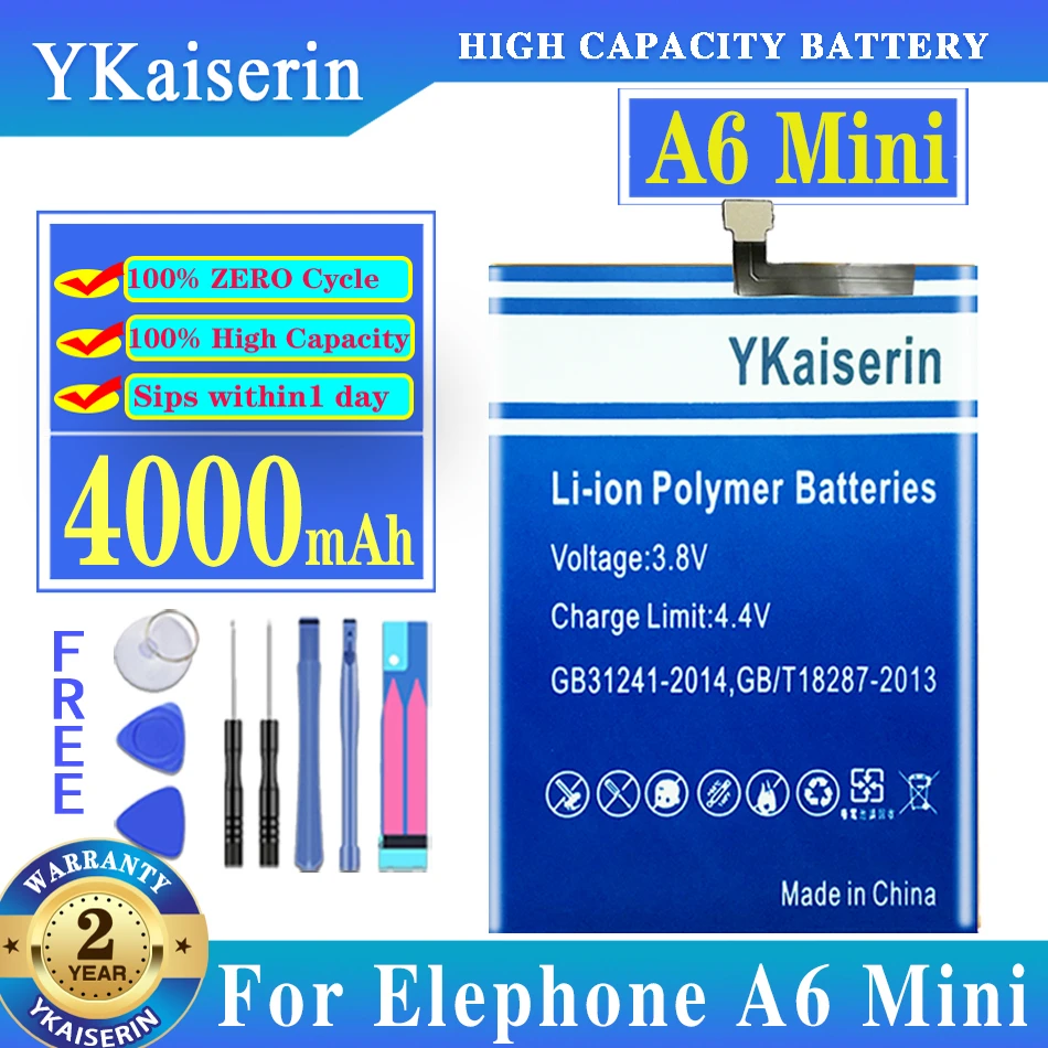 

High Capacity 100% New 4000mAh Battery for Elephone A6 Mini A6mini Batteries + Free Tools