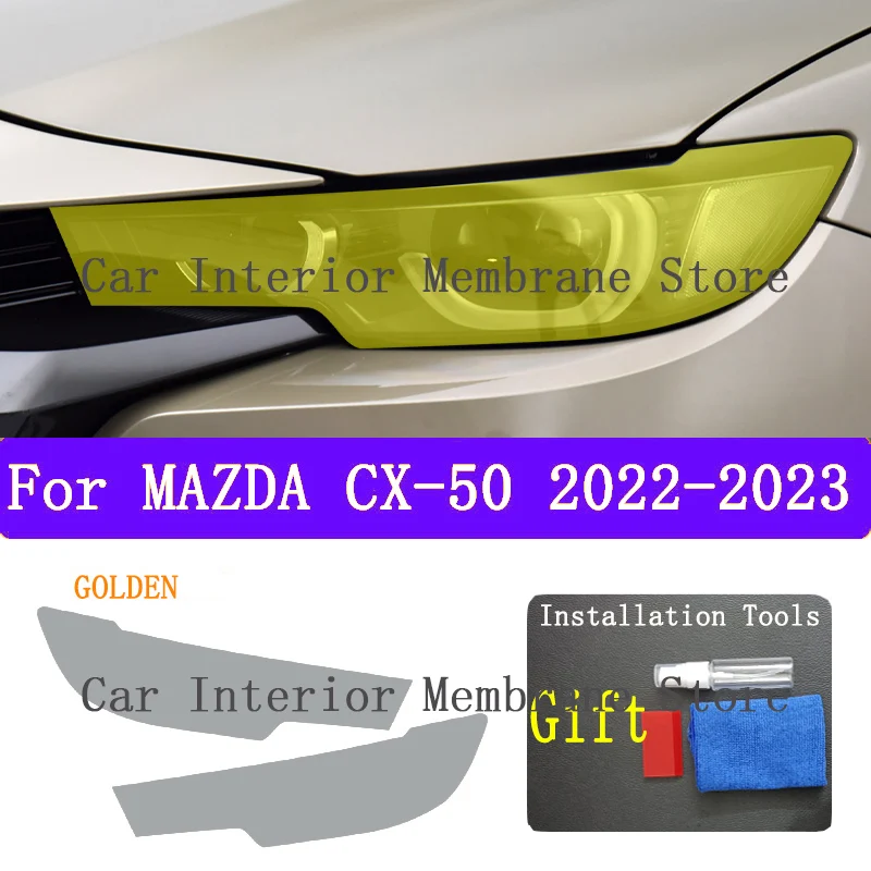 Для MAZDA CX-50 CX50 2022 2023 внешняя фара автомобиля защита от царапин передняя лампа ТИНТ