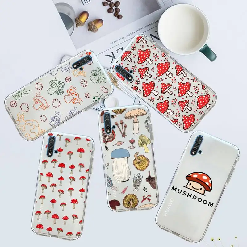 

Mushroom cute cartoon Phone Case Transparent for Huawei honor P mate Y 20 30 40 10 8 5 6 7 9 i x c pro lite prime smart