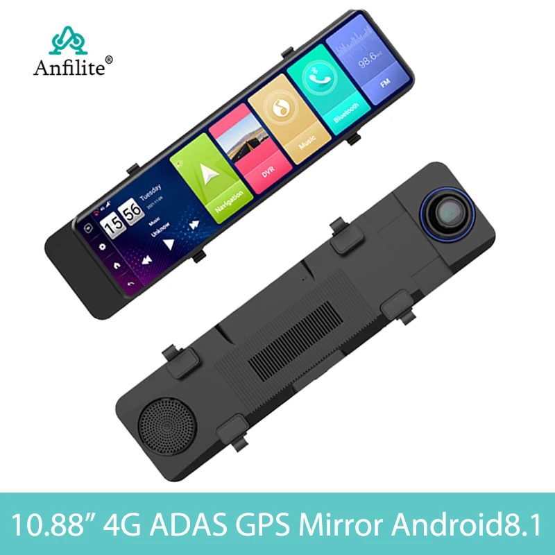 

4G Dash Camera 10.88" 3 Split Screen Car GPS Navigator ADAS Rearview Mirror DVR Android 8.1 Video Surveillance Recorder 2GB+32GB