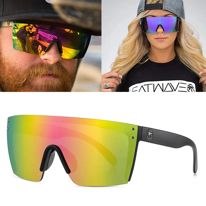 

New Luxury High Quality Real Film Men Women Sunglasses Sports Heat Wave Sun Glasses For Cycling Goggles UV400 Conjoined Lens