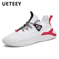new mens sneakers flying woven breathable casual running lace up footwear mesh comfortable running white shoes for men 2022