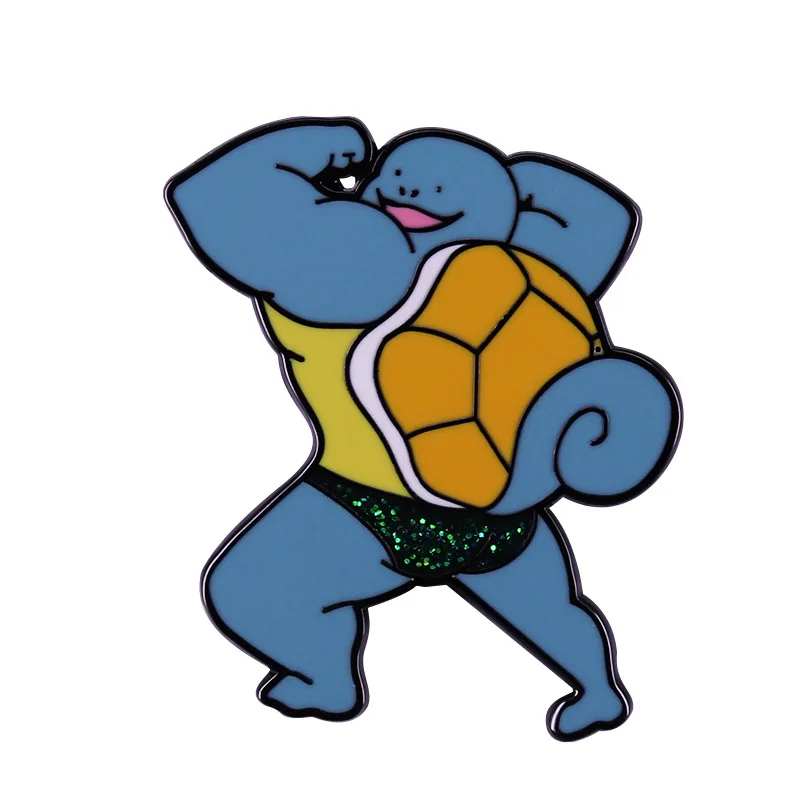 Брошь эмалированная в виде мультяшного покемона сильной черепахи |