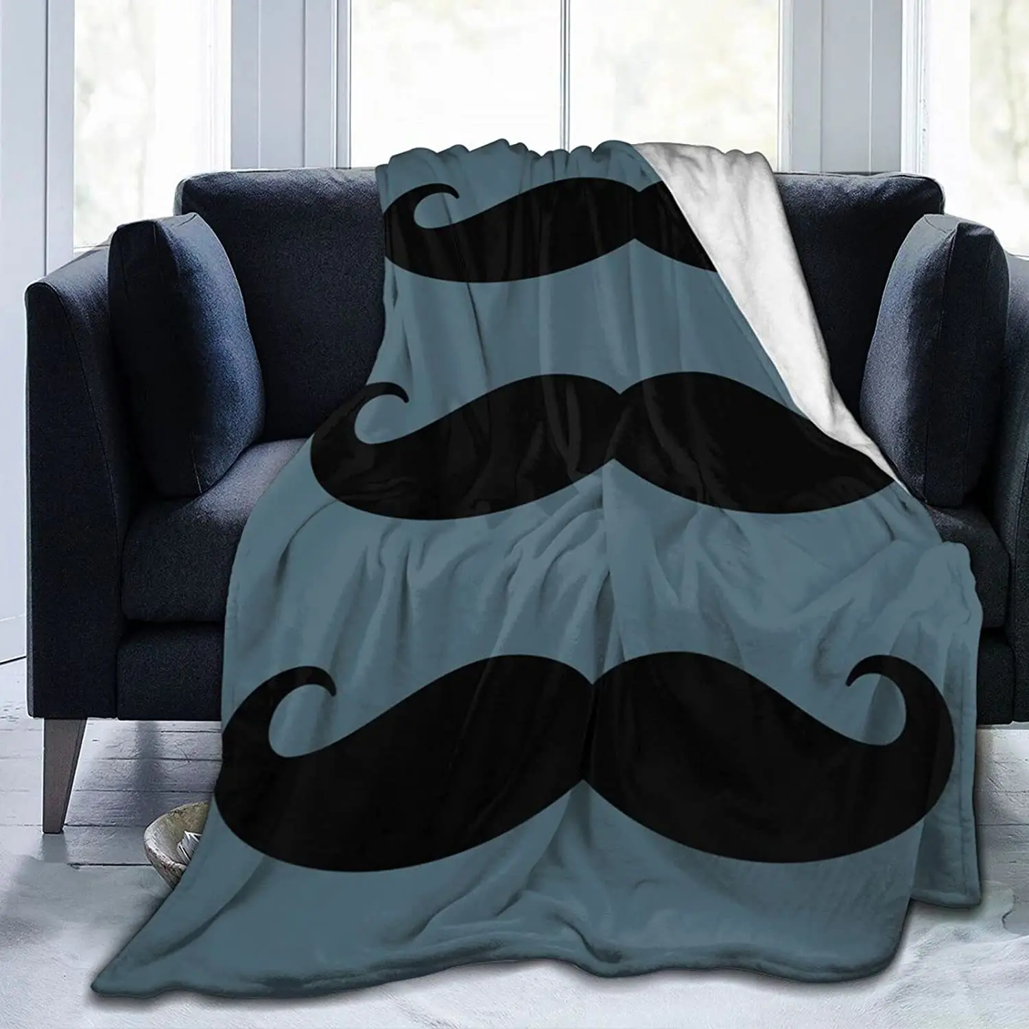 

Man Moustache Super Soft Warm Fleece Blanket, Comfortable Flannel Blanket, Four Season Blanket Suitable for Bedroom Bed and Sofa