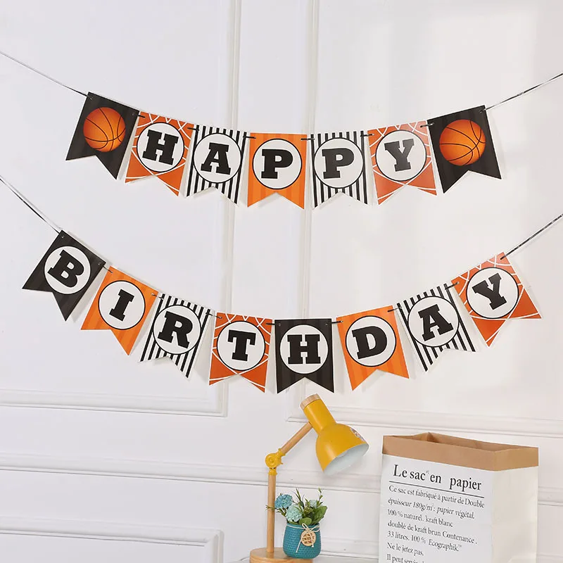 

Флажки для баскетбола, бумажные флажки, флаги, баннер на день рождения для мальчиков и девочек, подвесные декоративные принадлежности для д...
