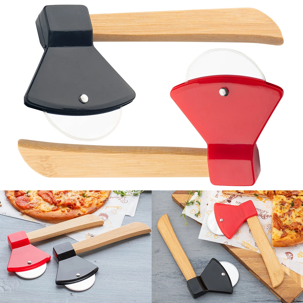 Нож для пиццы в форме топора с деревянной ручкой, креативный Режущий ...