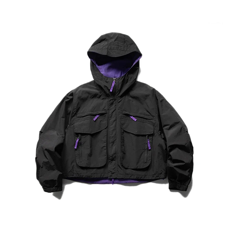 

Wearable on Both Sides American Streetwear Fashion Multi-pocket Cargo Jacket Men Vintage Tool Coat Cityboy Girl Outdoor Jackets