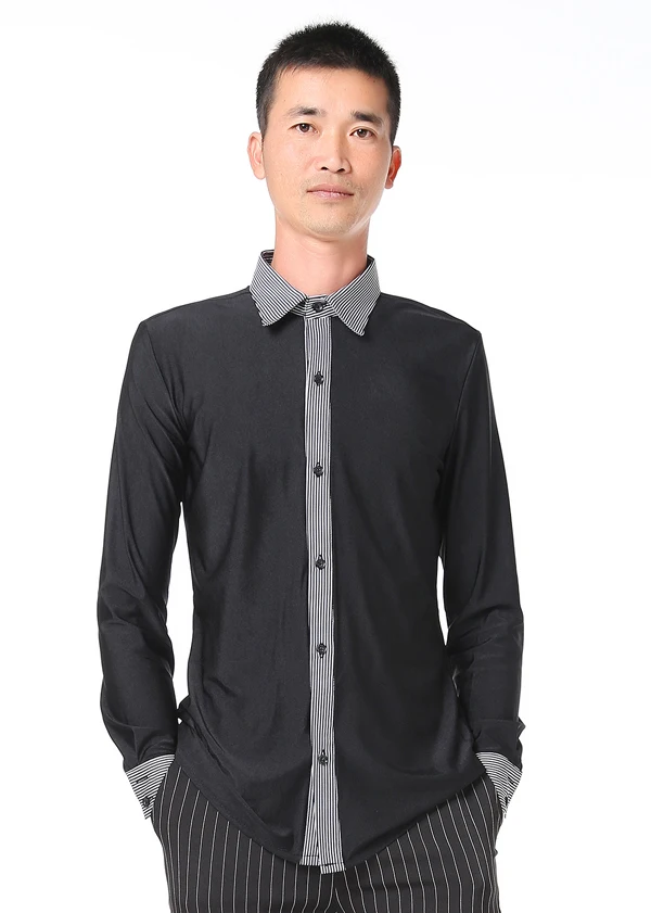 latin dance shirts men 2022 Elasticity Long sleeve mens latin shirts red white black blue latin tops mens