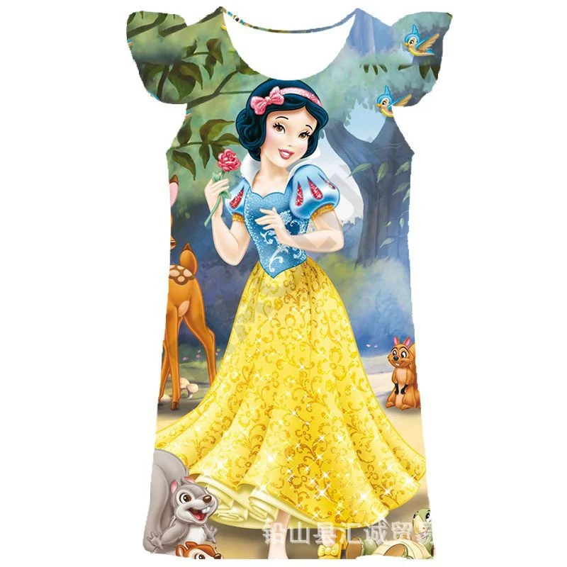 

Disney Princess Dress Snow White Mickey Flower 3D Prints Cartoon Design Dress Size 90-140 Little Girl Soft Lovely Costumes