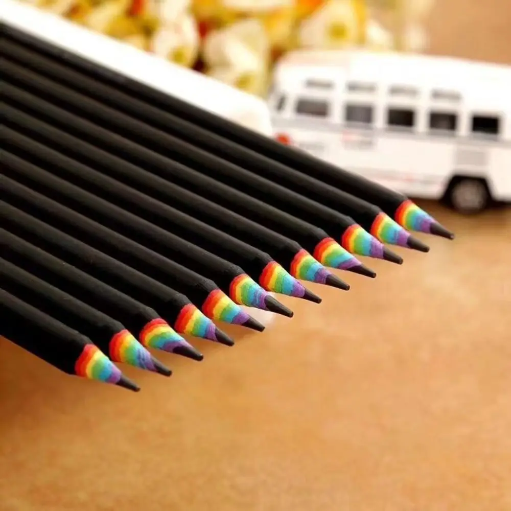 S Eco-friendly Rainbow Paper Pencils Bulk Colorful Best Gift Wooden Pencil First Day Of School