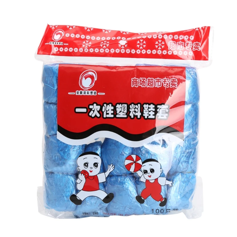 

100PCS Waterproof Boot Covers Plastic Disposable Shoe Covers Overshoes