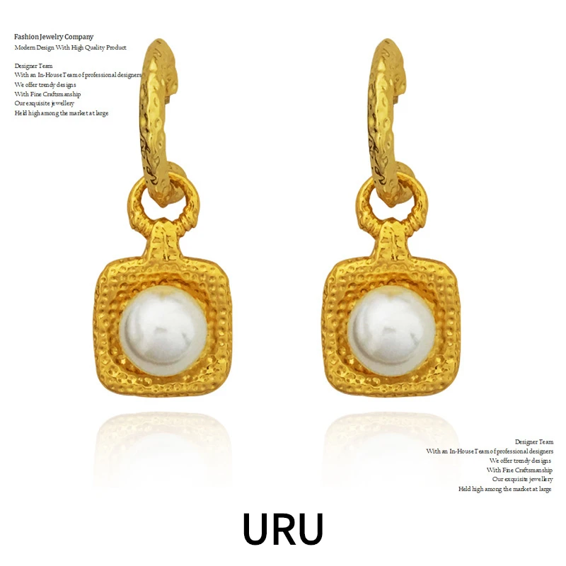 

Trendy Jewelry 925 Silver Needle Square Drop Earrings Elegant Style Simulated High Quality Copper Circle Earrings For Women