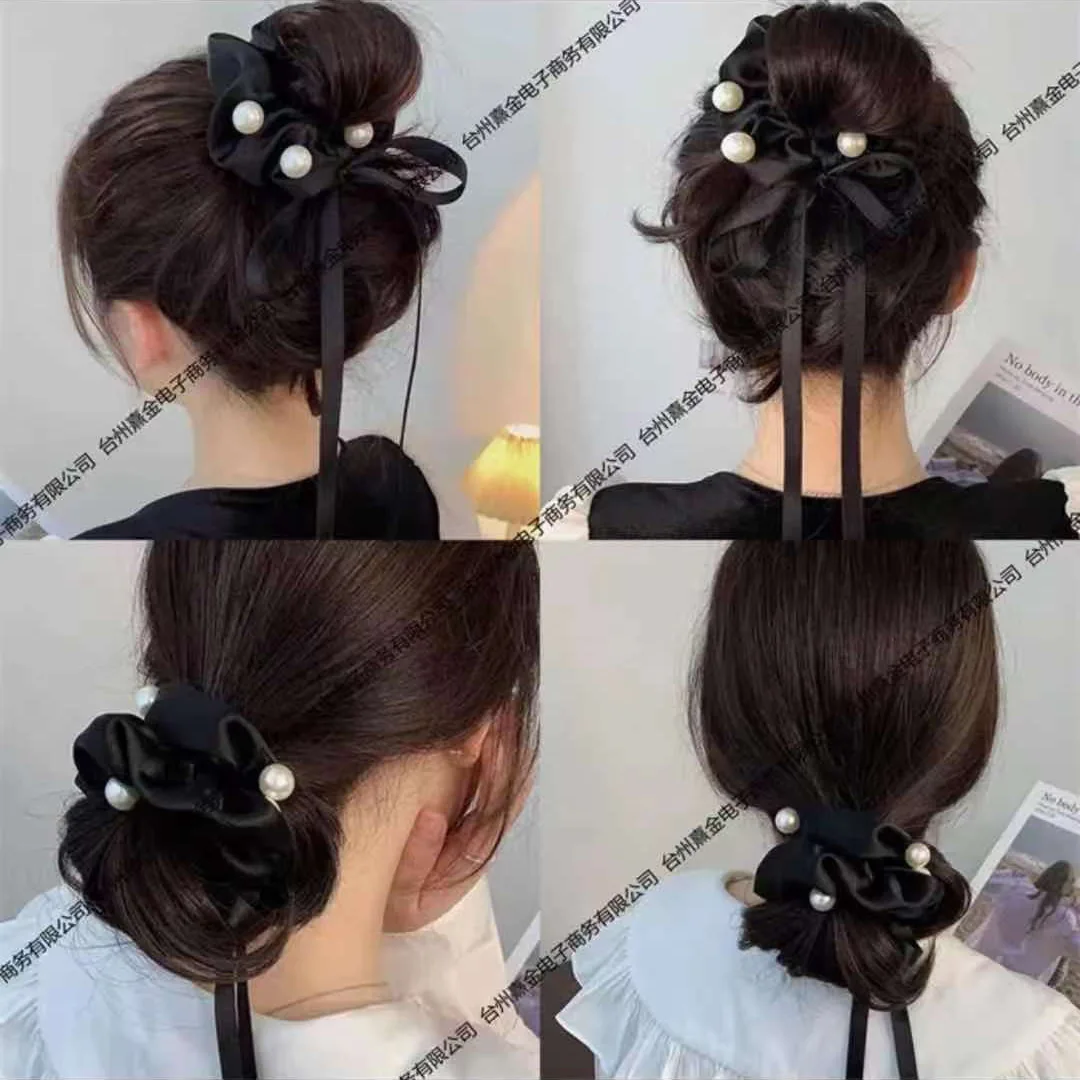 

New Korean Ribbon Tie Rope Bow Headwear Female Simple Temperament Large Intestine Hair Ring Summer Hair Accessories