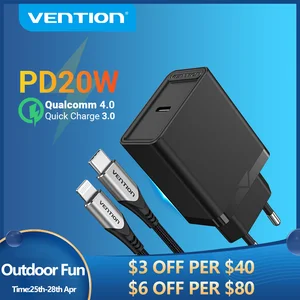 vention pd 20w usb charger quick charge 4 0 3 0 usb type c fast charger for iphone 13 12 xs xiaomi phone qc4 0 qc3 0 pd charger free global shipping