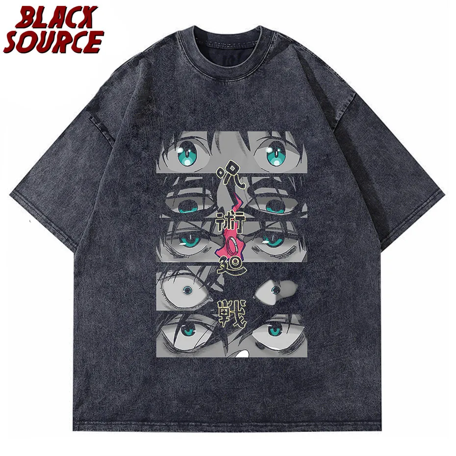 

Футболка мужская в стиле хип-хоп, винтажная хлопковая тенниска с принтом в стиле японского аниме глаза и графическим принтом, майка с коротким рукавом в стиле Харадзюку, уличная одежда